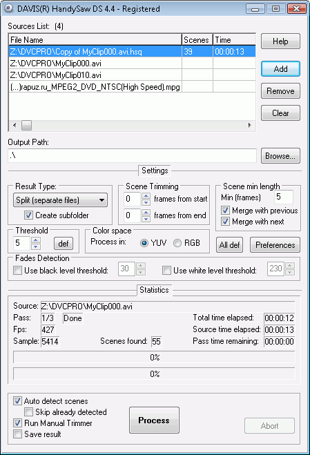 Optical video scene detection software